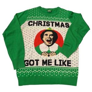 Buddy the Elf “Christmas Got Me Like” Ugly Christmas Sweater Size Medium Green